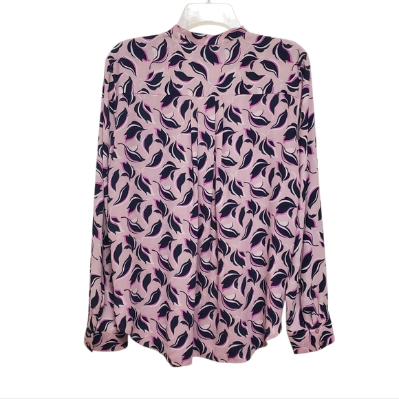 Ann Taylor Blouse Floral Abstract Pretty in Pink - Picture 2 of 12